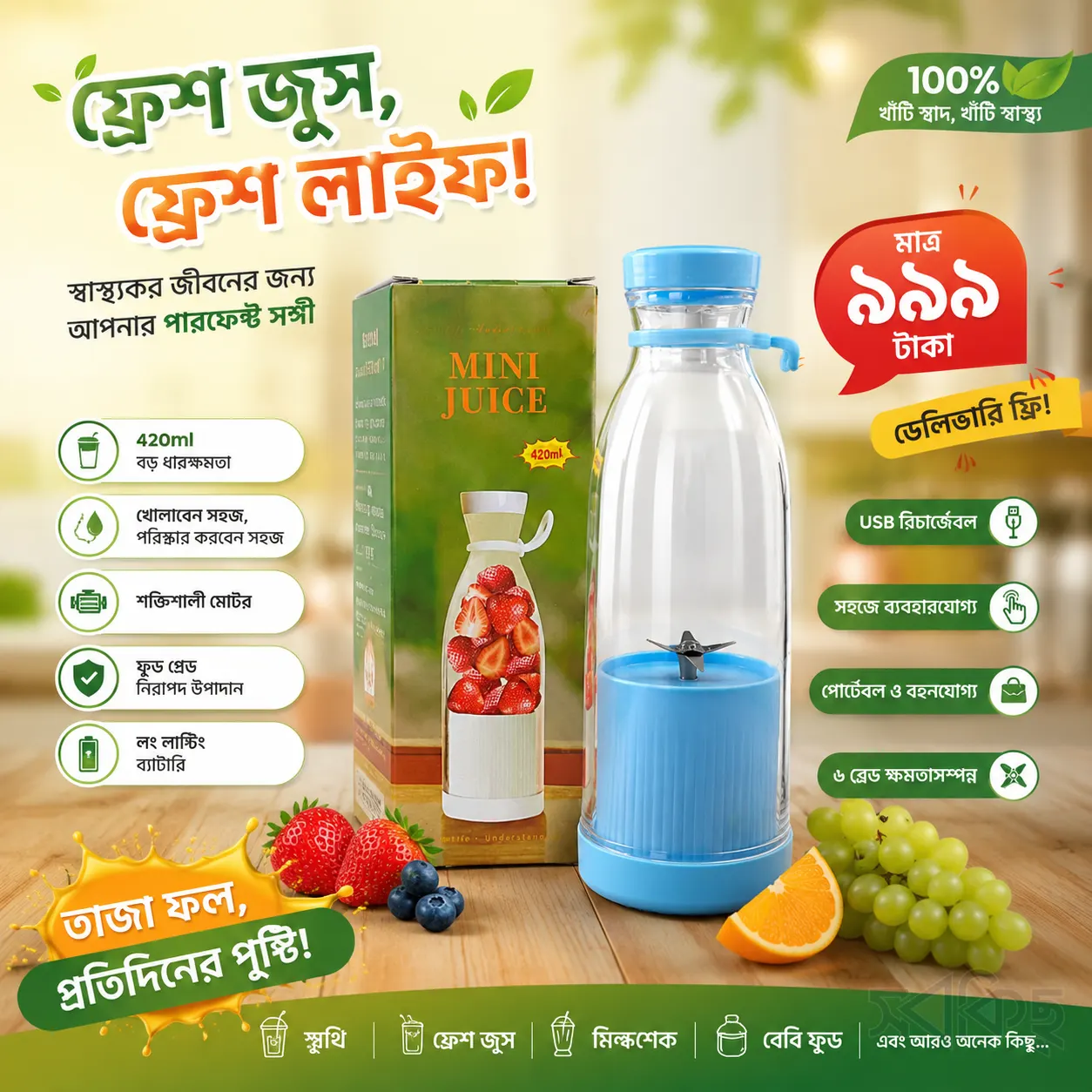 Portable Mini Juice Blender