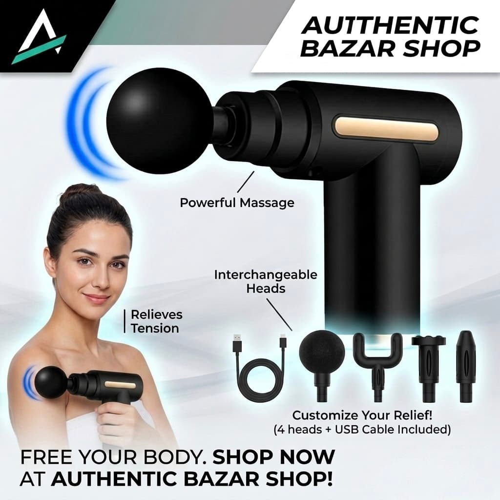 Portable Deep Tissue Massage Gun 4 Interchangeable Heads